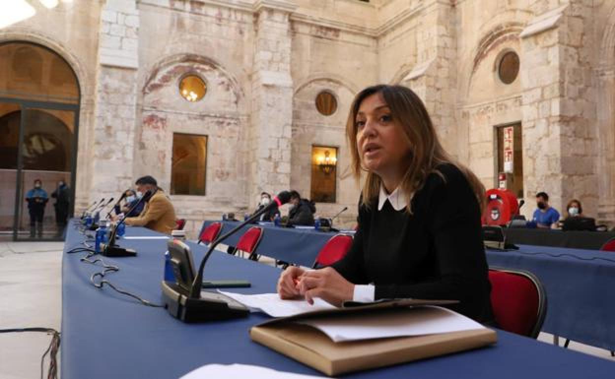 Carolina Blasco en una sesión plenaria durante la pandemia.