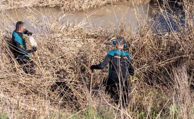 Agentes de la Guardia Civil buscan el arma del crimen.