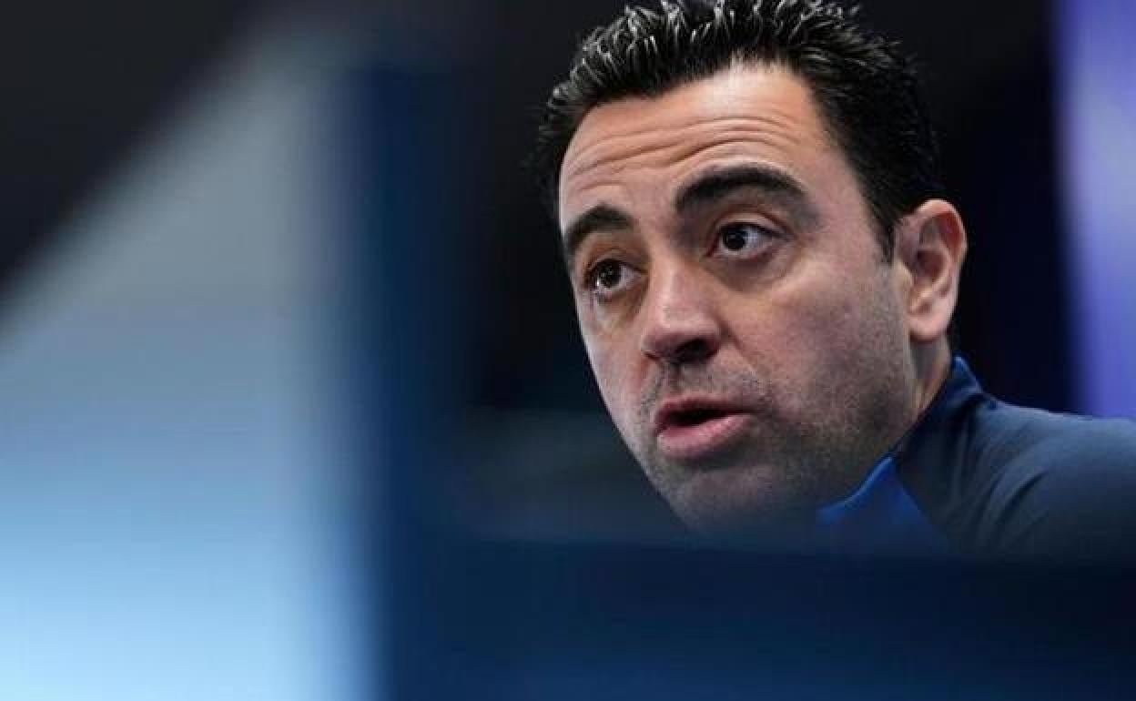 Xavi, durante su rueda de prensa previa al Barça-Valencia.