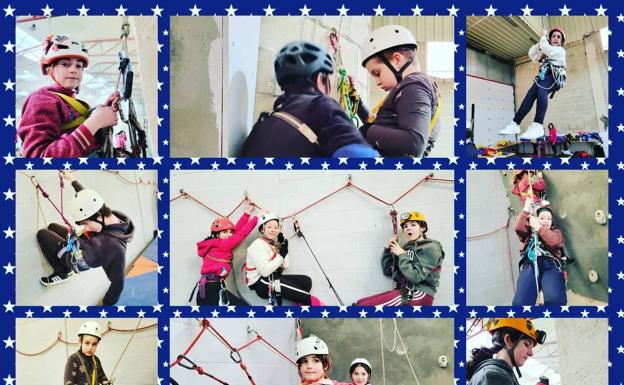 Imagen principal - Los jóvenes de Espiciencia practicando la espeleología. 