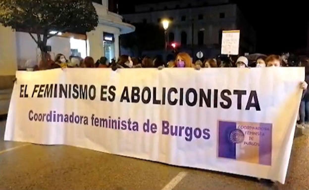 La Coordinadora feminista de Burgos participando en la manifestación del 8M del pasado año. 