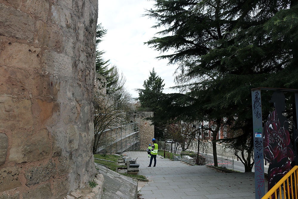 Fotos: Obras en la muralla anexa al Arco de San Martín