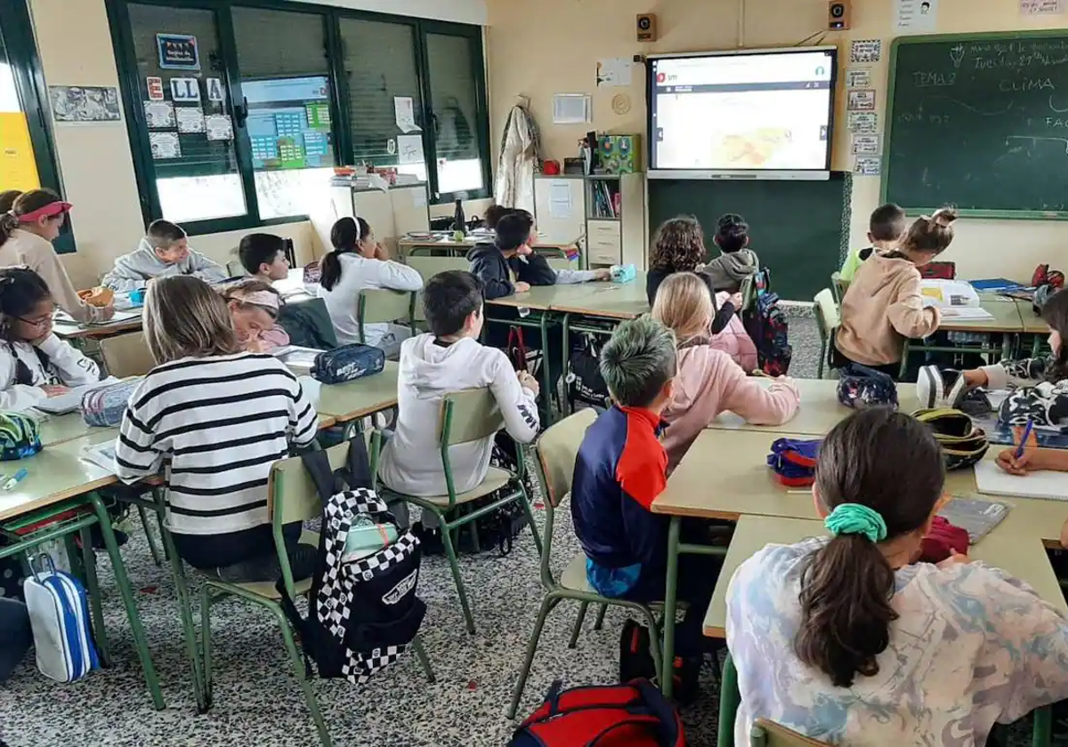 Alumnos en un colegio de Miranda de Ebro.