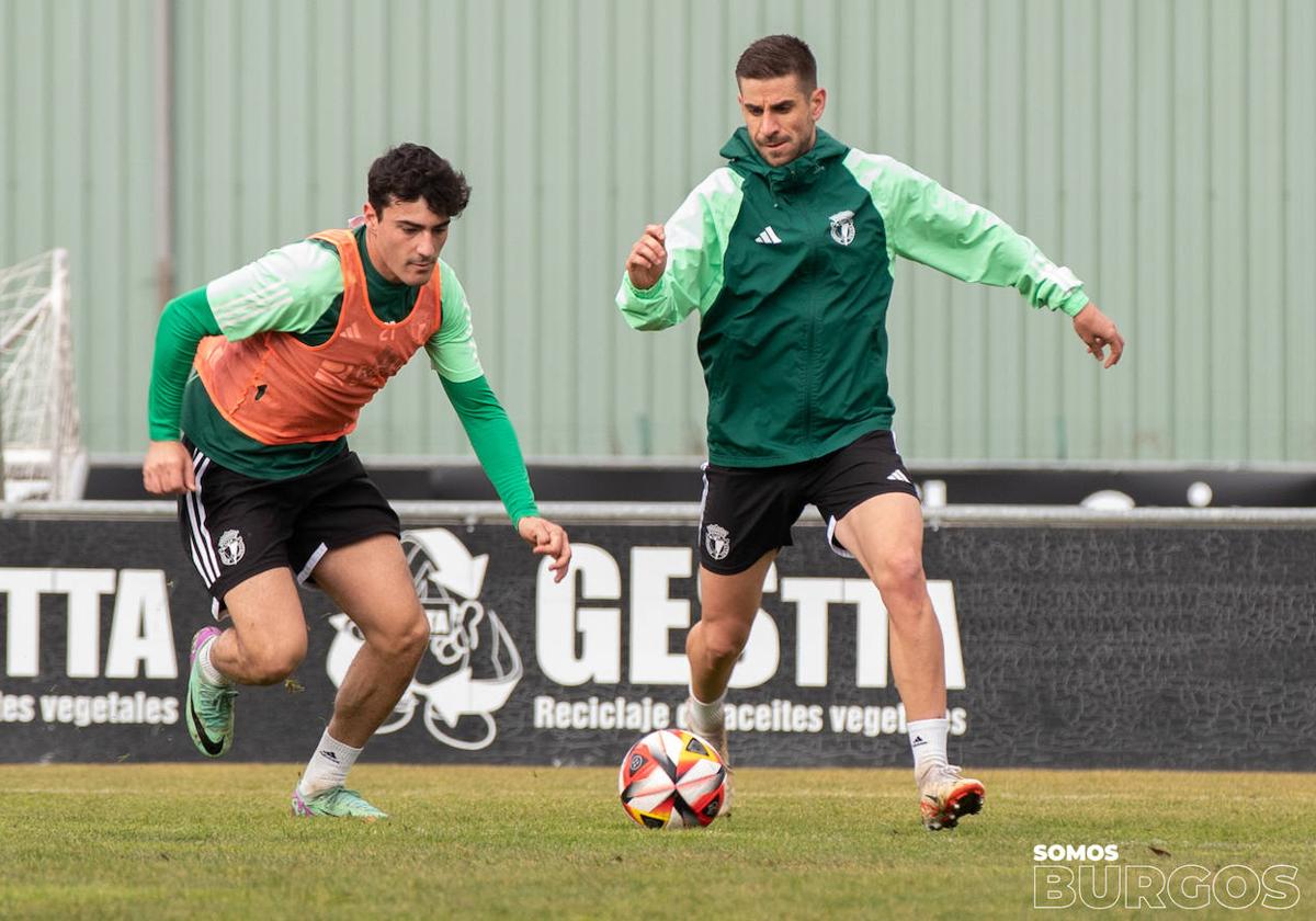 Dani Ojeda, durante un entrenamiento del Burgos CF