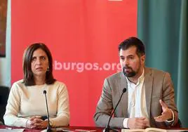 Esther Peña Camarero y Luis Tudanca, en una rueda de prensa en Burgos.