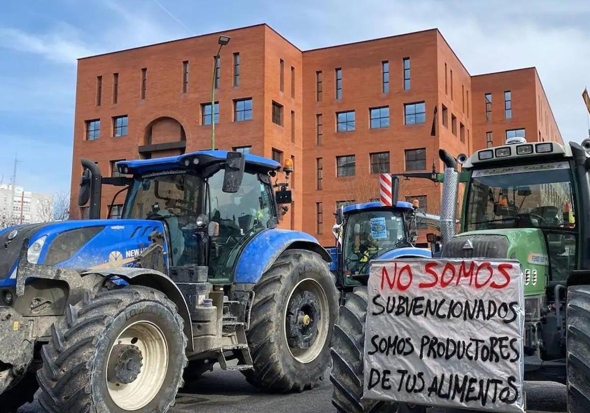 Tractores en una de las últimas protestas en Burgos.