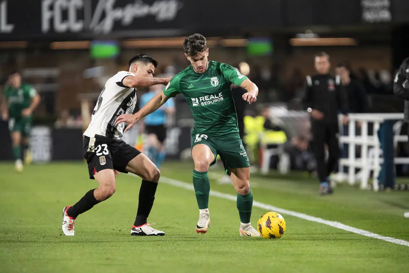 Curro en el partido de ida ante el FC Cartagena.