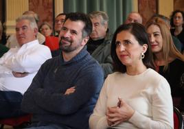 Luis Tudanca y Esther Peña en el comité provincial del PSOE en Burgos.