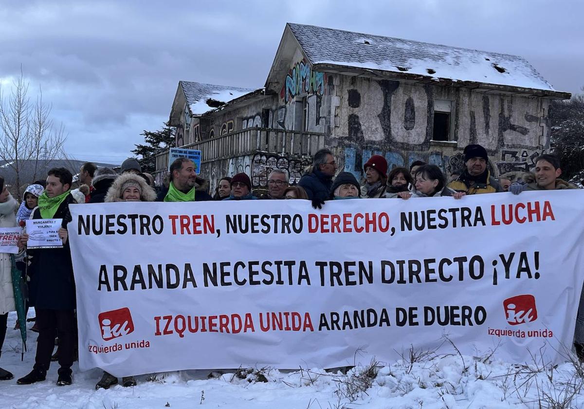 Marcha por el tren directo en Aranda de Duero.