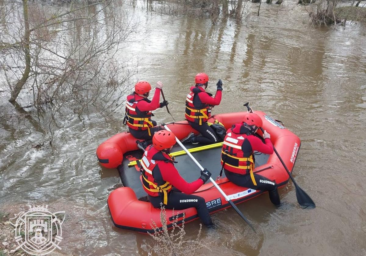 Búsqueda del hombre desaparecido en Villahoz por el río Arlanza a su paso por Torrepadre. .