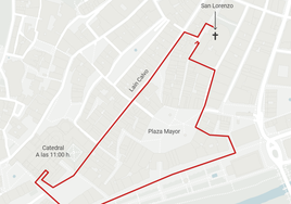 Recorrido de la procesión de la Borriquilla el Domingo de Ramos.