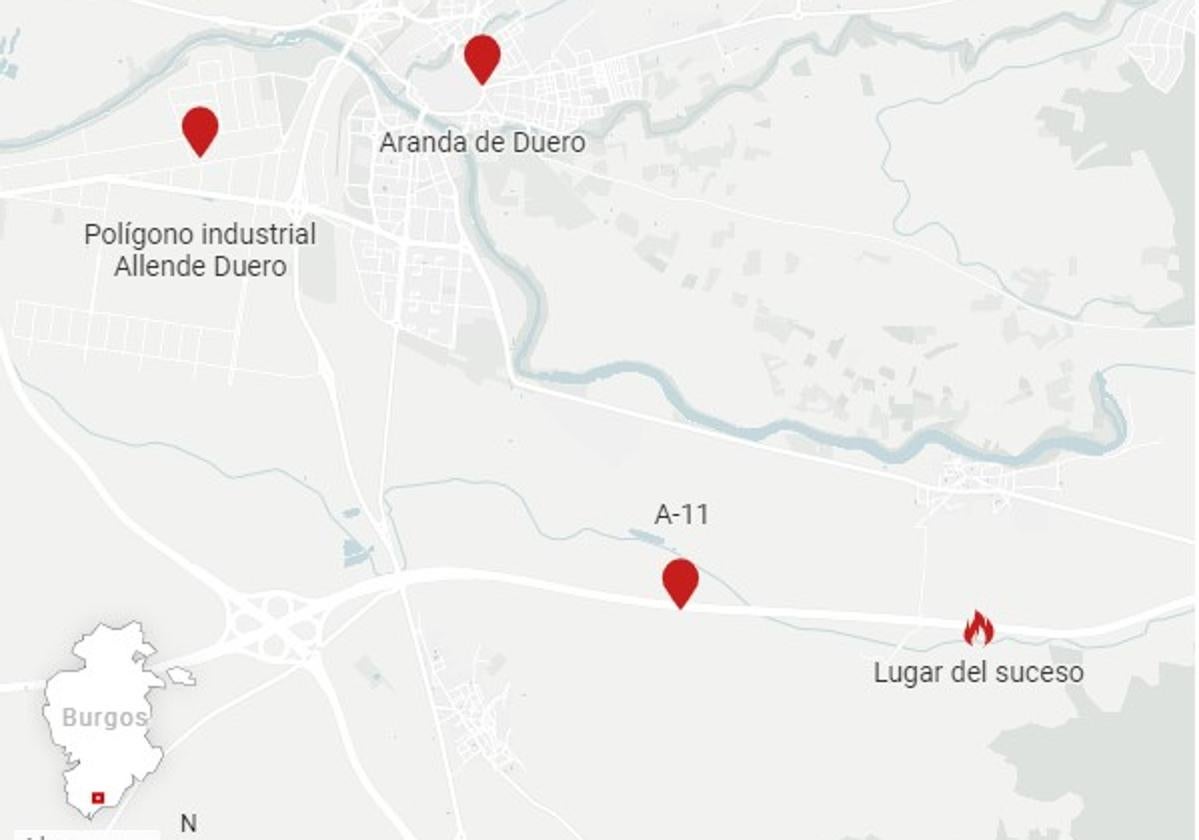 Lugar del incendio de la furgoneta.