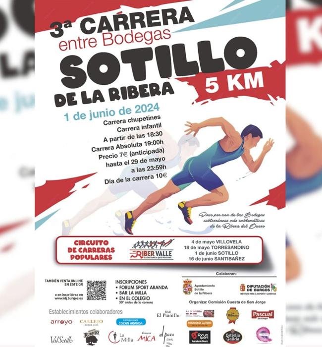 Cartel oficial de la tercera 'Carrera entre bodegas' que se celebraá en Sotillo este 1 de junio