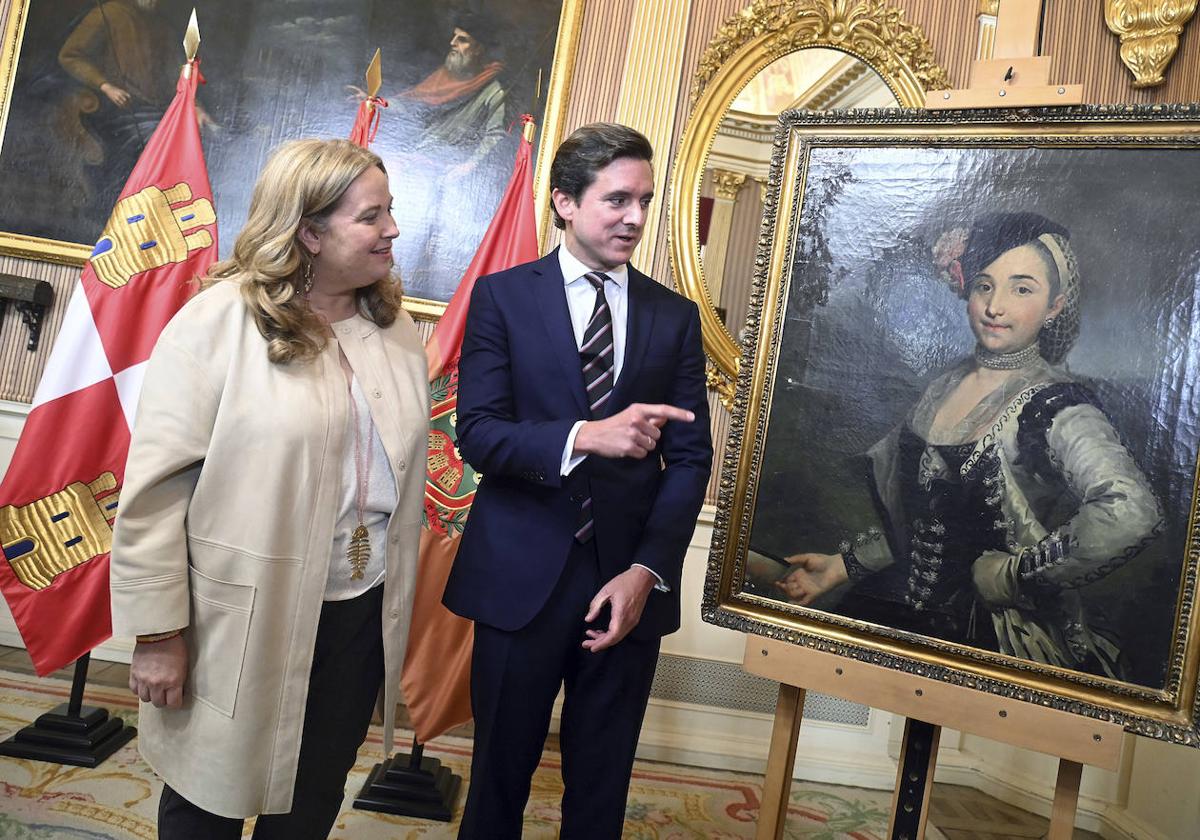 Acto de entrega del Ayuntamiento de Burgos del cuadro incautado durante la Guerra Civil.