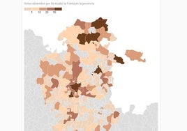 Mapa de la provincia de Burgos con el voto a SALF.