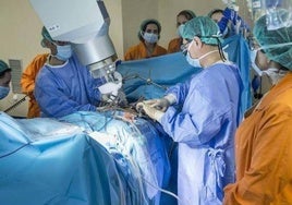 Un equipo médico realiza un trasplante a un paciente.