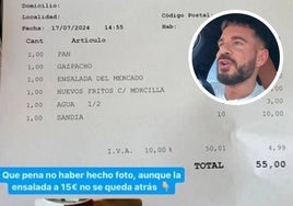 Factura que compartió el influencer en sus redes sociales.