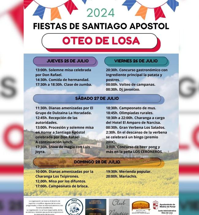 Cartel de fiestas de Oteo de Losa 2024.