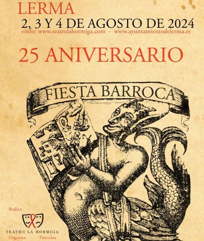 Imagen secundaria 2 - Arriba, Dragón de fuego; abajo a la izquierda, Cortejo Real y a su lado el cartel de la Fiesta Barroca.