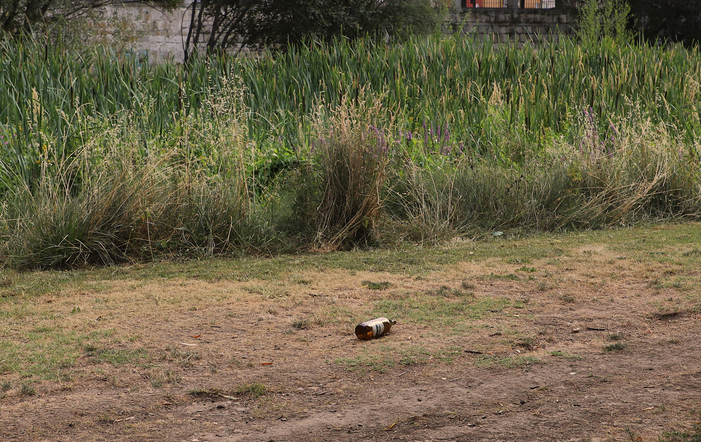 La basura se acumula en la ribera del Arlanzón en Burgos