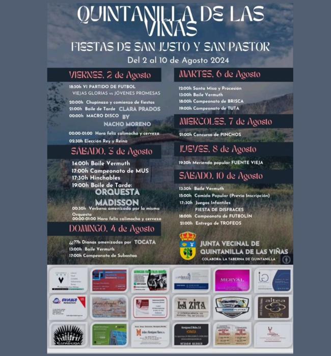 Cartel de fiestas de Quintanilla de las Viñas 2024.