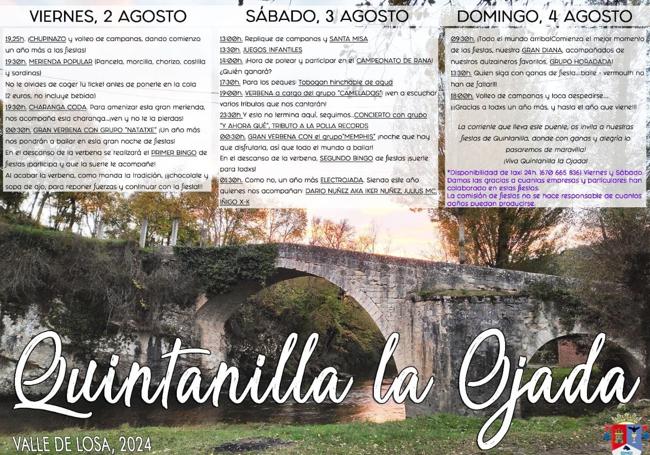 Cartel de fiestas de Quintanilla la Ojada 2024.