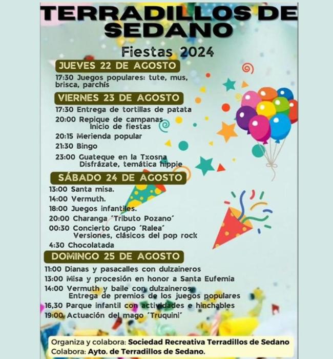 Cartel de fiestas de Terradillos de Sedano 2024.