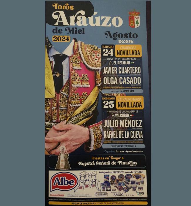 Cartel de las novilladas de Arauzo de Miel de agosto de 2024.