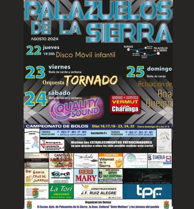 Cartel de fiestas de Palazuelos de la Sierra 2024.