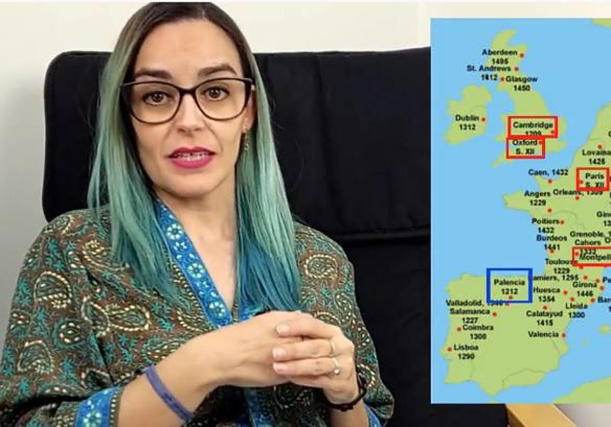 Elena Rodríguez explica la creación de la primera universidad de la penísula ibérica.