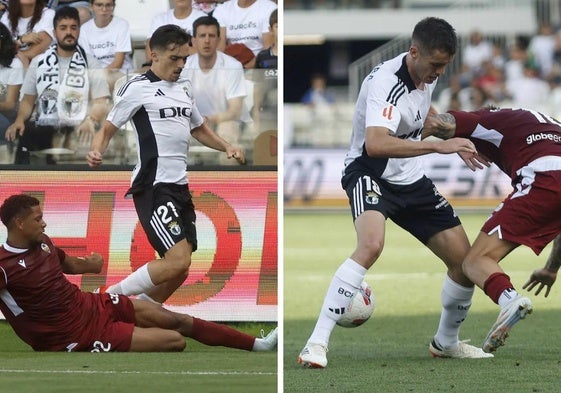 Íñigo Córdoba, a la izquierda, y Aitor Córdoba, a la derecha, en el partido ante el CD Castellón.