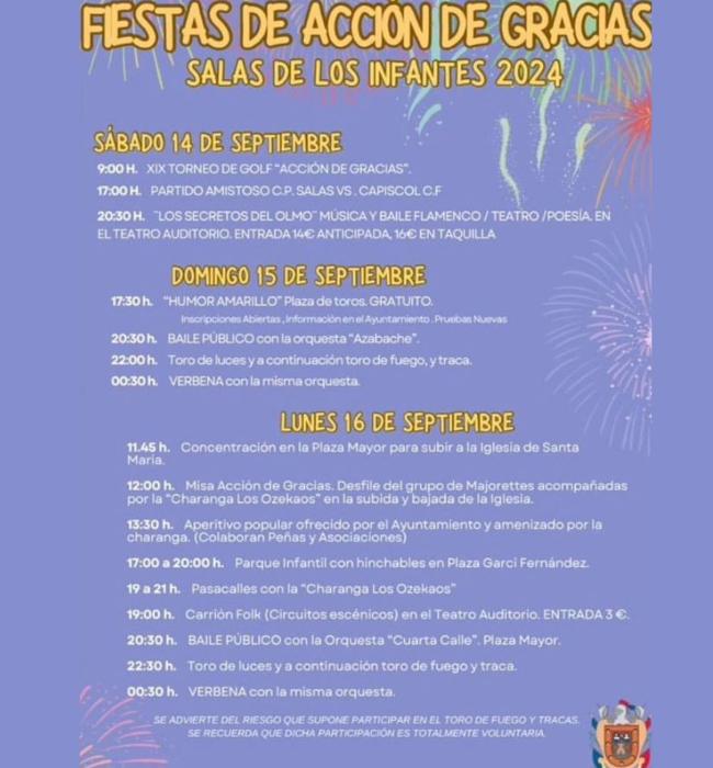 Cartel de Fiestas de Acción de Gracias de Salas de los Infantes 2024.