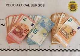 Dinero extraviado y entregado a la Policía Local de Burgos.