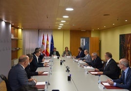 Reunión del Consejero de la Presidencia, Luis Miguel González Gago, con representantes de las diputaciones provinciales y del Consejo Comarcal del Biezo.