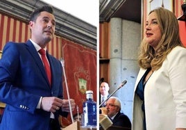 Daniel de la Rosa y Cristina Ayala, en el pleno de constitución del Ayuntamiento.