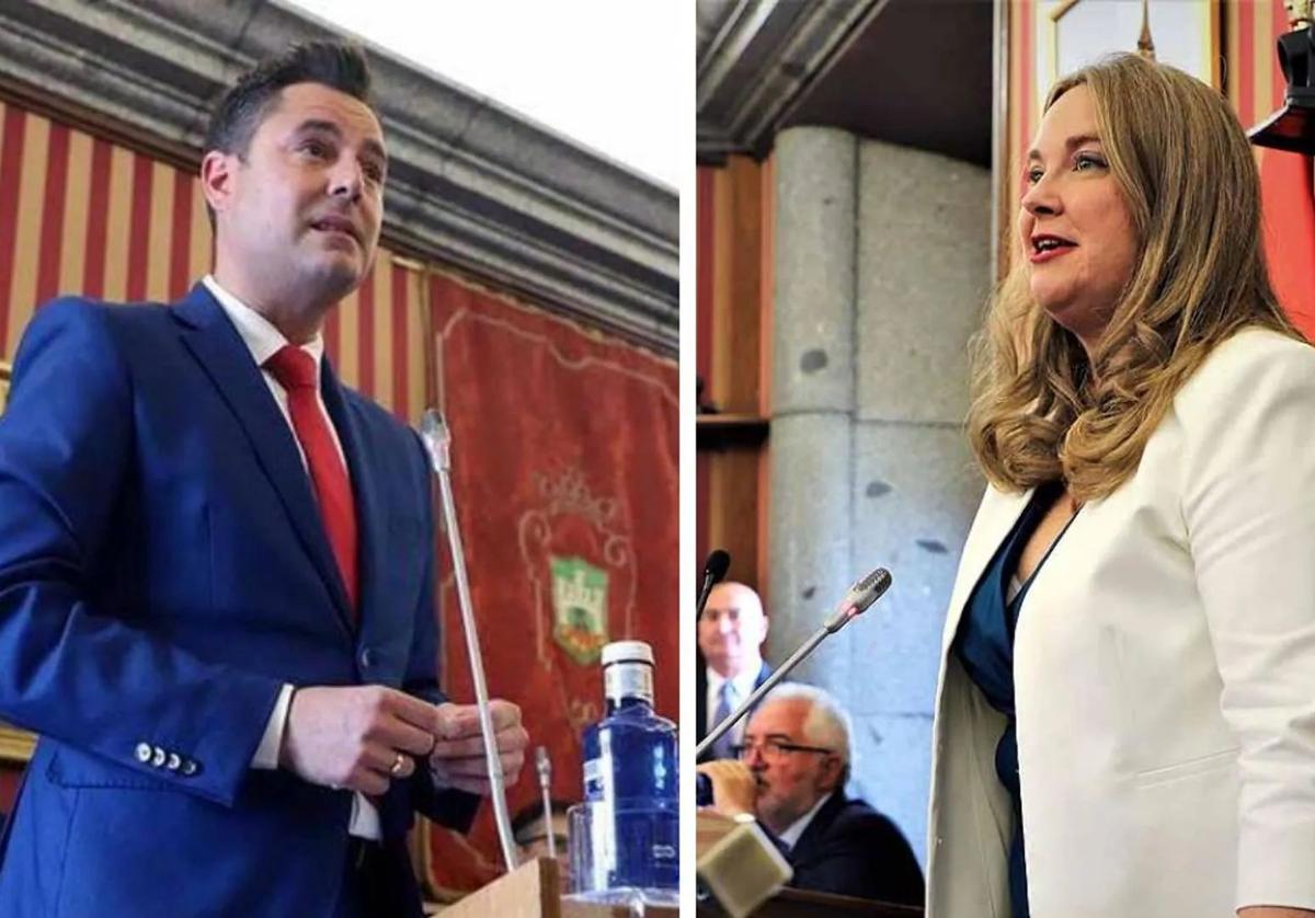 Daniel de la Rosa y Cristina Ayala, en el pleno de constitución del Ayuntamiento.