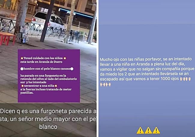 Mensajes en redes sociales en los que se habla del intento de secuestro.