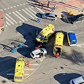 Cuatro heridos tras un choque entre una ambulancia y un turismo en Burgos
