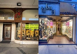 Zapaterías que cierran sus puertas en el centro de Burgos.