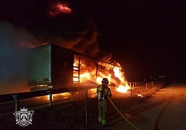 Incendio del camión en la A1