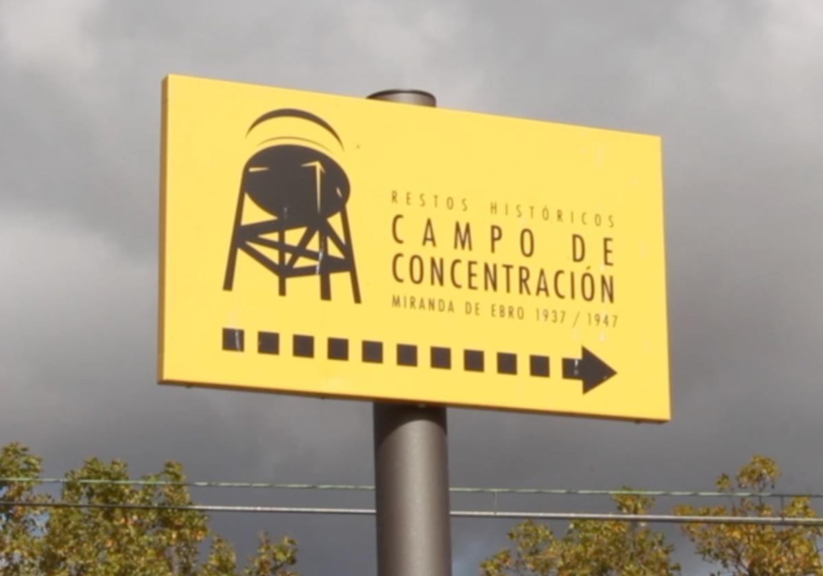 Cartel del campo de concentración de Miranda de Ebro.