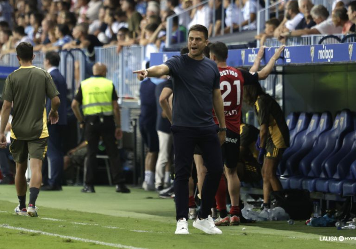 Alessio Lisci en el encuentro que enfrentaban al Málaga y al Mirandés