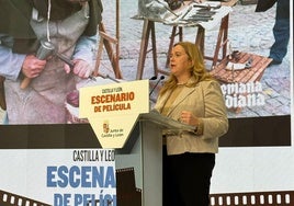 La alcaldesa de Burgos, Cristina Ayala, durante su intervención en FITUR.