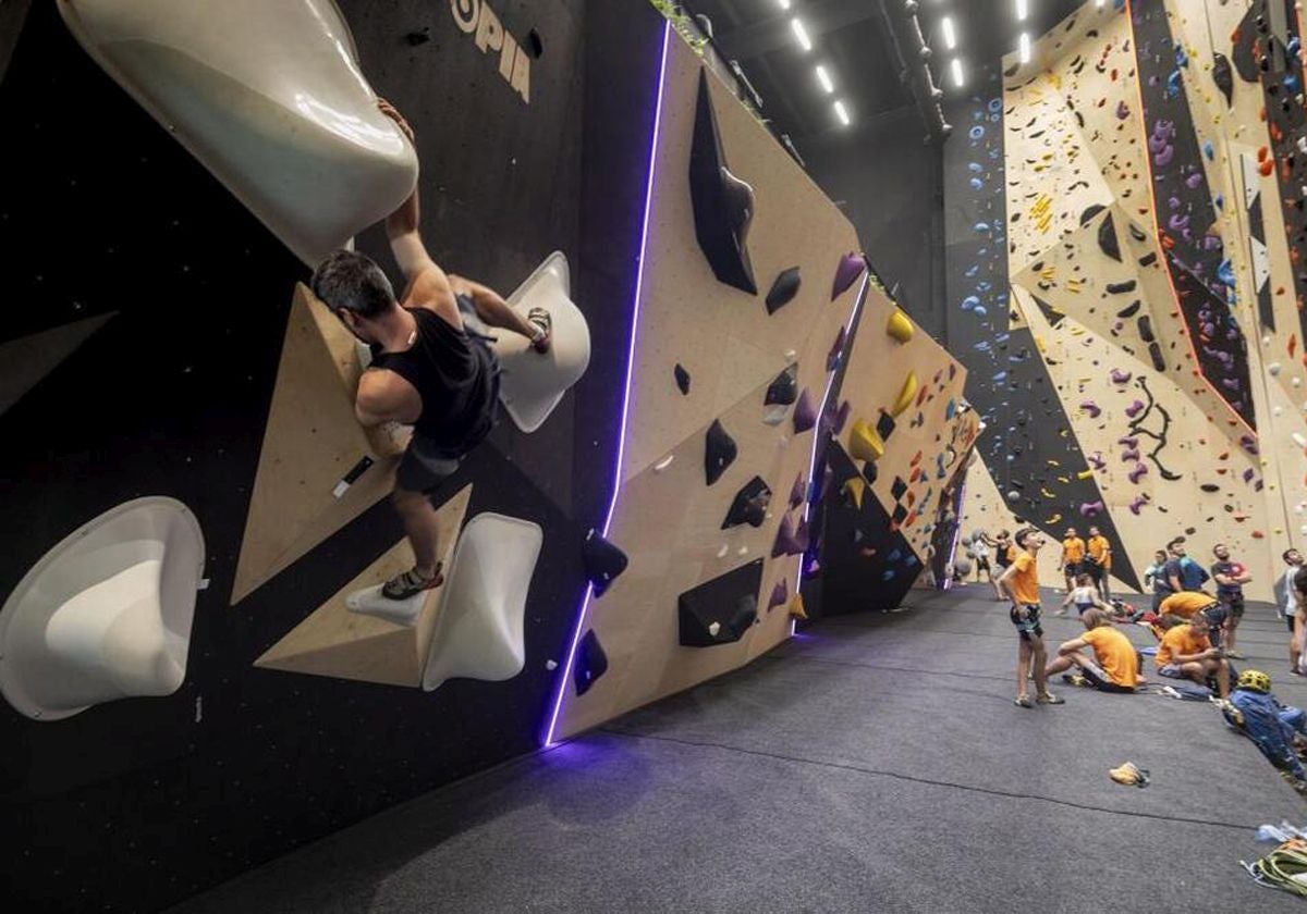 Jóvenes practican la escalada.