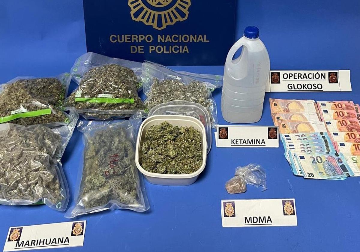 La Policía Nacional intervino una gran cantidad de ketamina y marihuana.