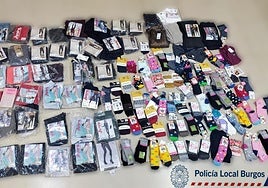 Mercancía incautada por la Policía Local de Burgos.