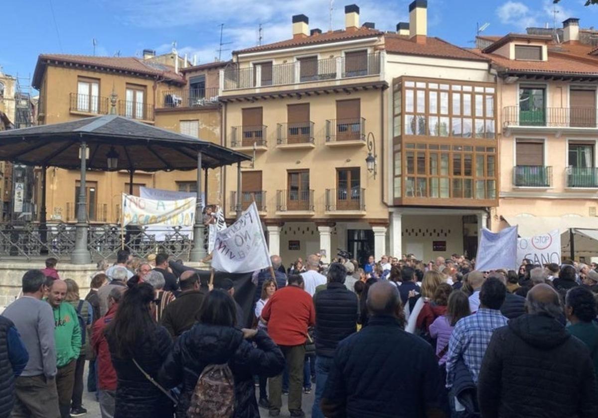 Concentración en Aranda de Duero contra las macrogranjas en Burgos, noviembre de 2024.