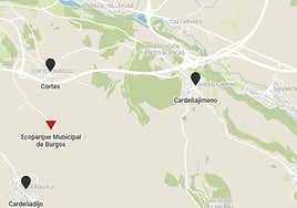 Mapa con el punto en el que se instalará la incineradora de Burgos.