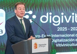 El presidente de la Diputación de Burgos, Borja Suárez, en la presentación de Digivit' 25.
