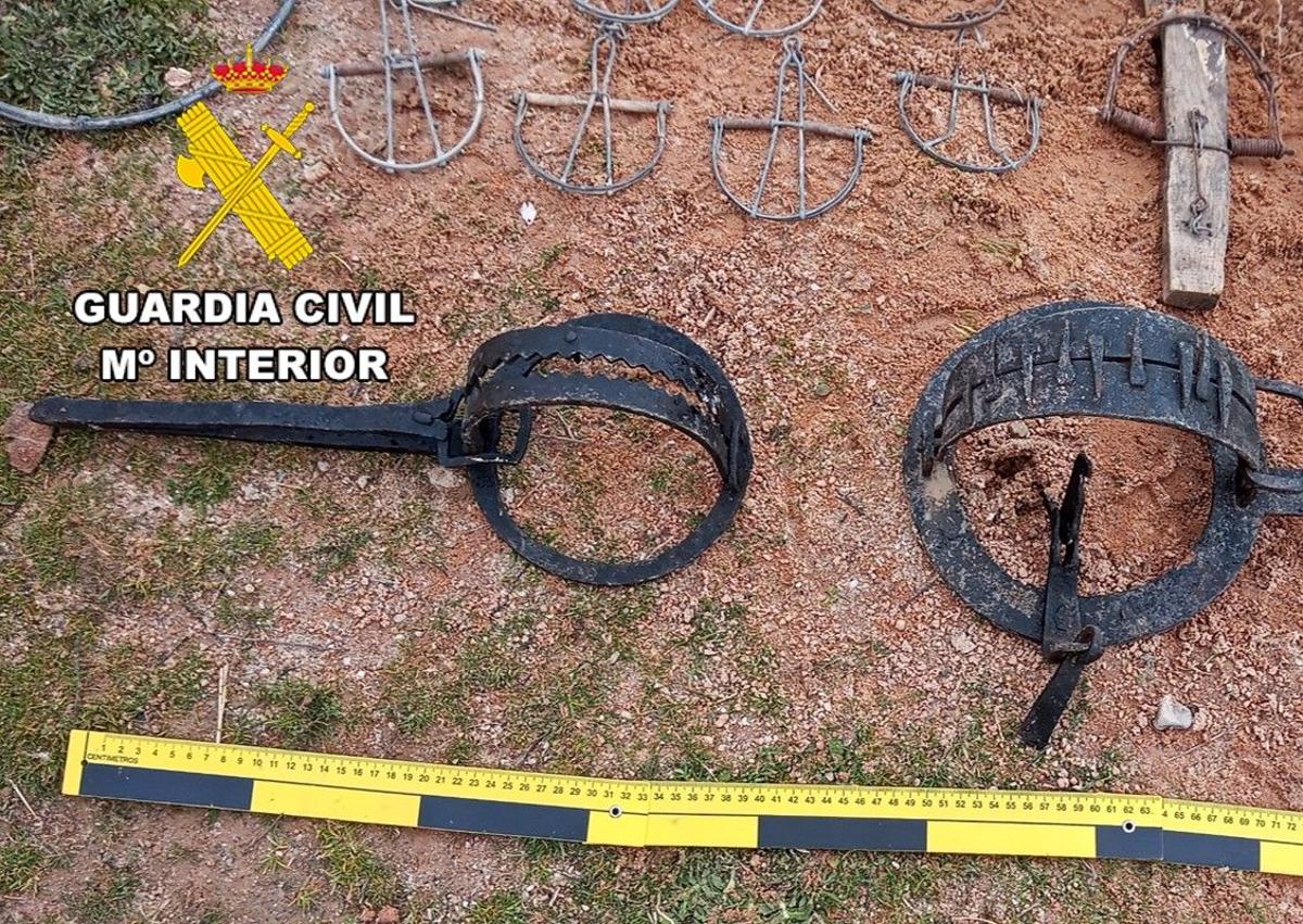 Imagen secundaria 1 - Cepos y jaulas incautados en la nave del denunciado en La Bureba.